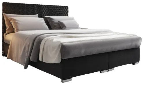 Manželská posteľ Boxspring 160 cm Harlan Comfort (čierna) (s roštom, matracom a úl. priestorom). Akcia -20%. Vlastná spoľahlivá doprava až k Vám domov. 1055992