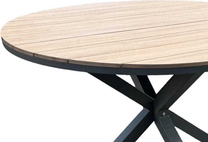 Kruhový hliníkový stôl s doskou z polywoodu 111,5 x 73 cm tmavošedý