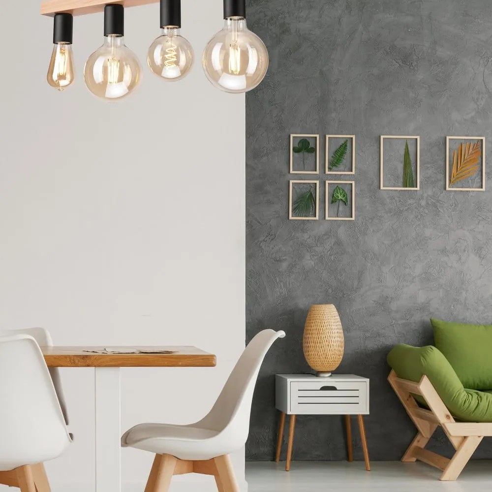 Čierne/v prírodnej farbe stropné svietidlo - LAMKUR