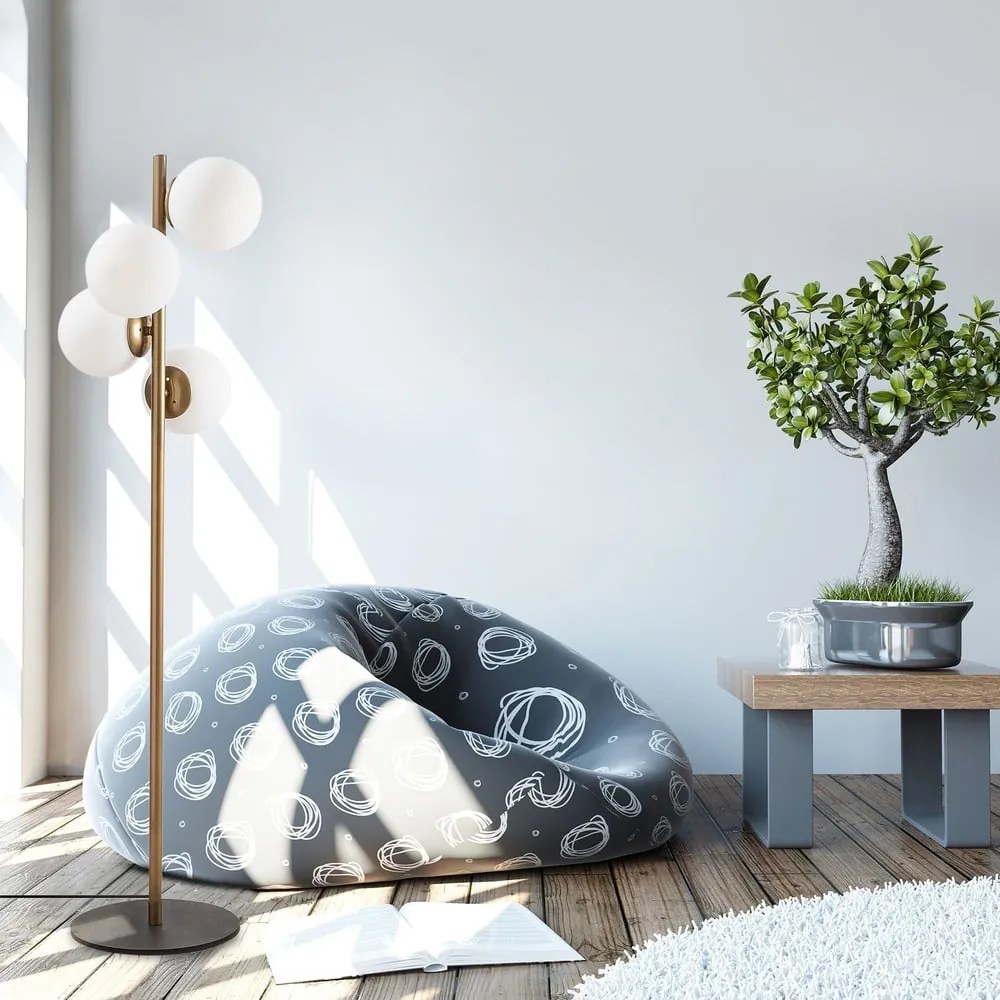 Stojacia lampa v čierno-zlatej farbe so skleneným tienidlom (výška 130 cm) Faze – Opviq lights