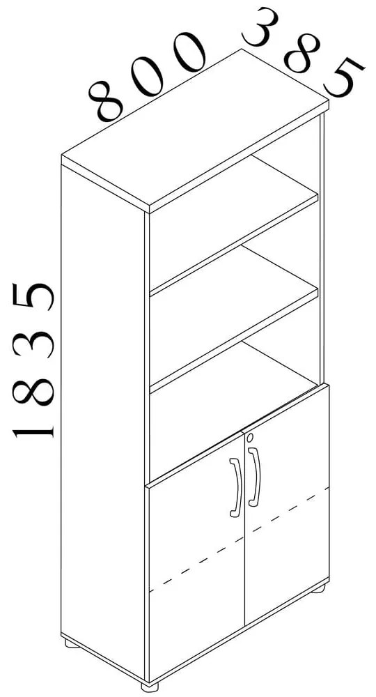 Vysoká skriňa Visio LUX 80 x 38,5 x 183,5 cm, orech