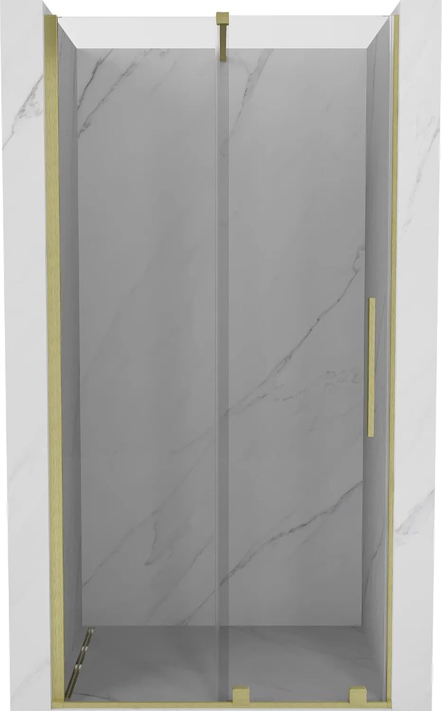 Mexen Velar, posuvné dvere do otvoru 80x200 cm, 8mm číre sklo, zlatý matný profil, 871-080-000-01-55