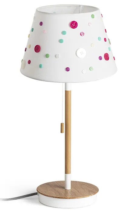 RENDL R14037 KEITH/DELISA stolná lampa, dekoratívne biela gombíky/buk