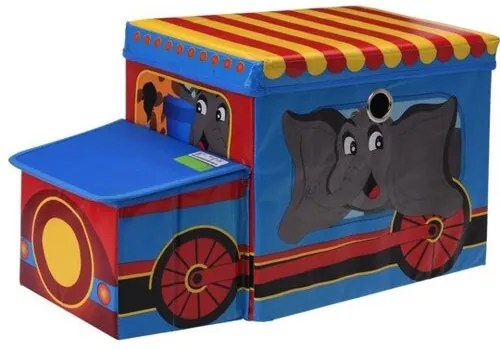 Detský úložný box a sedátko Circus bus modrá, 55 x 26 x 31 cm