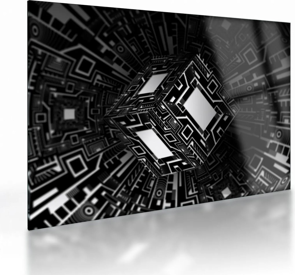 Sklenený obraz abstraktné kocky (70x50 cm)
