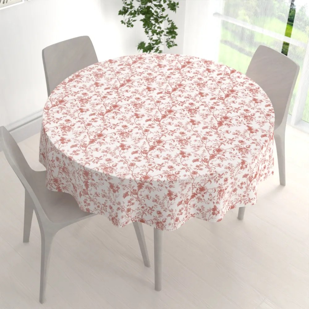 Biante Bavlnený okrúhly obrus Sandra SA-640 Lososové kvety na bielom Ø 70 cm