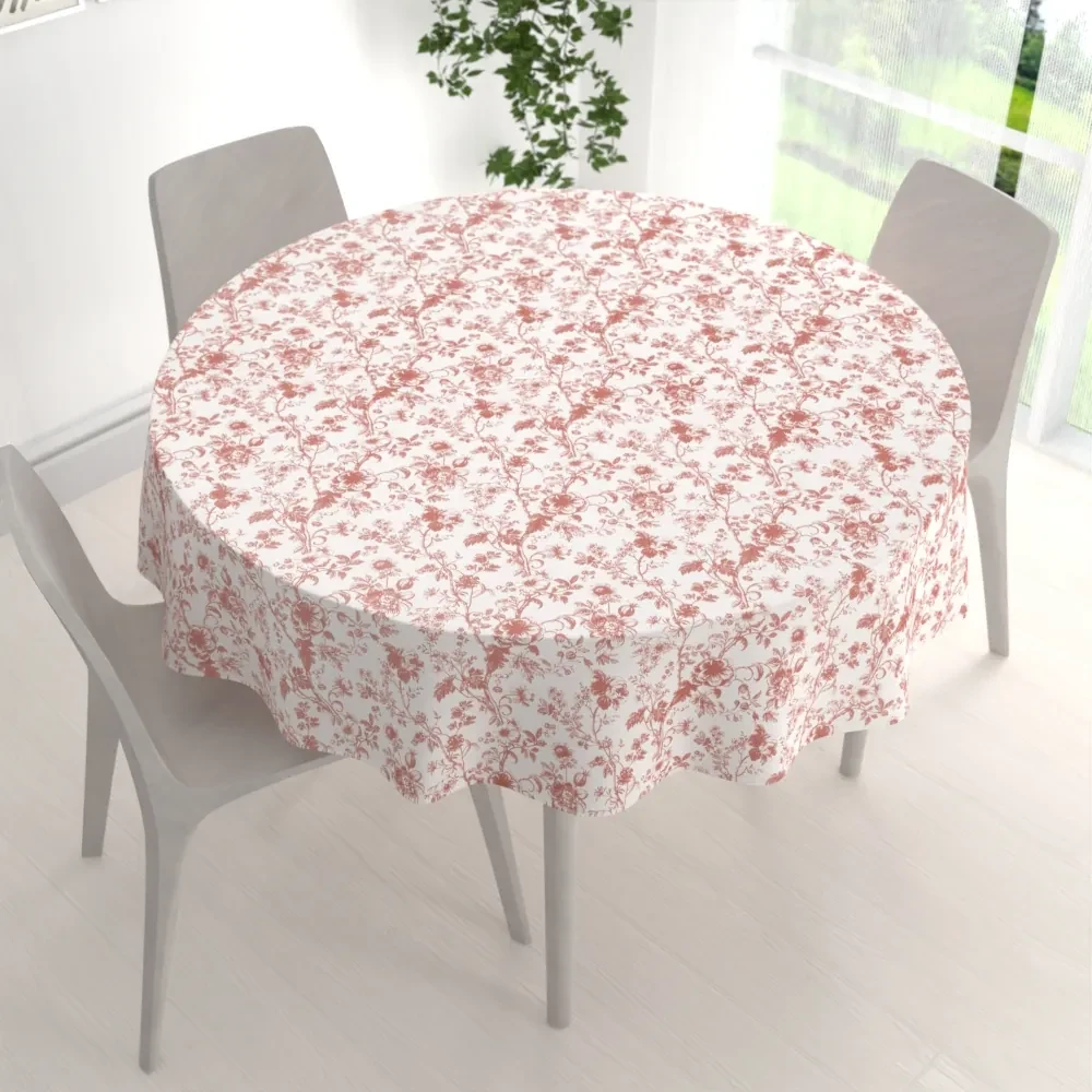 Biante Bavlnený okrúhly obrus Sandra SA-640 Lososové kvety na bielom Ø 80 cm
