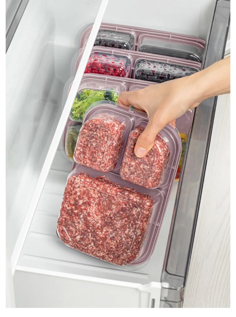 Sada 4 ks potravinových boxů LUY I. růžová