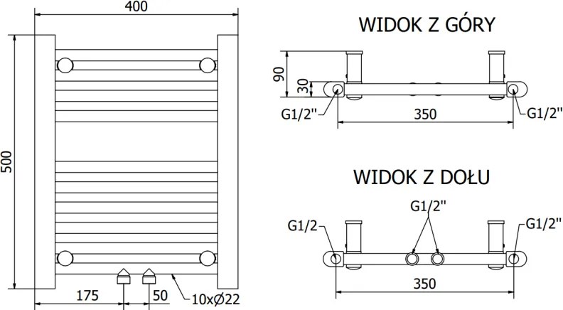 Mexen Mars, vykurovacie teleso 500 x 400 mm, 178 W, biela, W110-0500-400-00-20