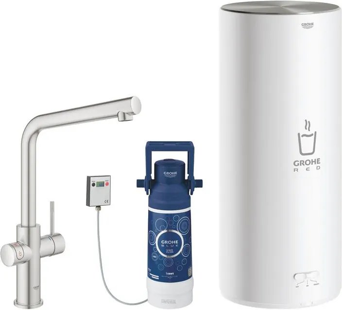 Grohe Red - Drezová batéria Duo s ohrevom vody a filtráciou, zásobník L, supersteel 30325DC1