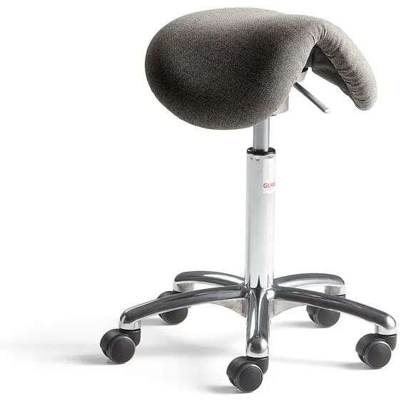 Sedlová kancelárska stolička DERBY FLEX, šedo-béžová tkanina