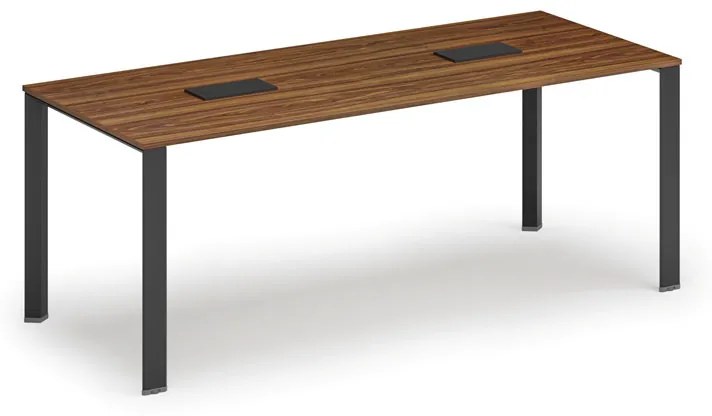 Stôl PRIMO INFINITY 2000 x 900 x 750, orech + 2x stolná zásuvka TYP I, čierna