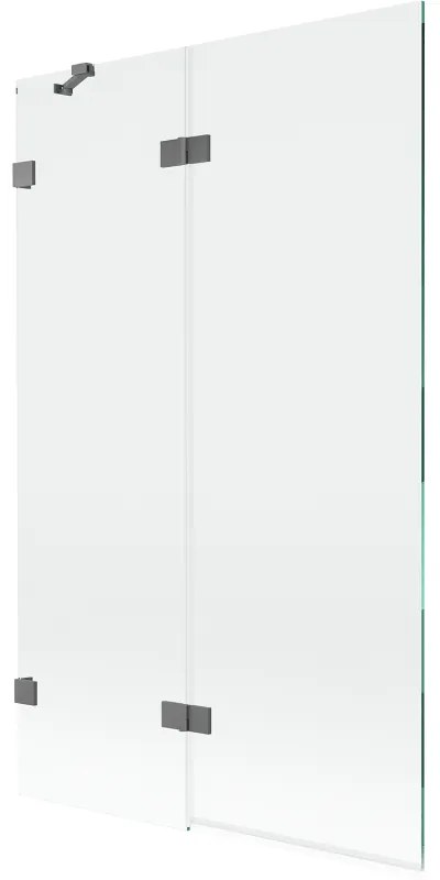 Mexen Lunar, 2-krídlová vaňová zástena ľavá 110 x 150 cm, číre sklo, grafitová, 897-110-100-95-00-L