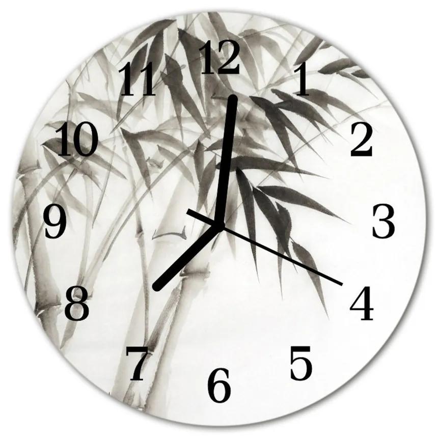Nástenné sklenené hodiny Bambus fi 30 cm