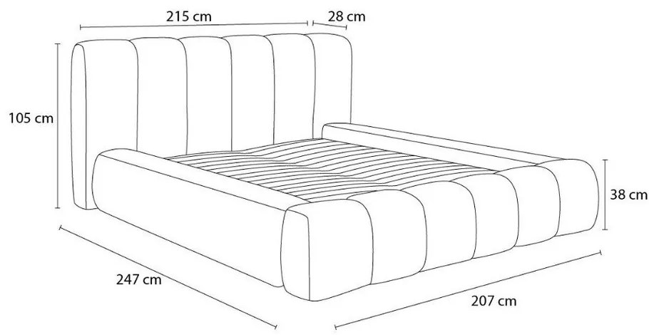 Tmavomodrá čalúnená dvojlôžková posteľ s úložným priestorom s roštom 160x200 cm Denali – Bobochic Paris