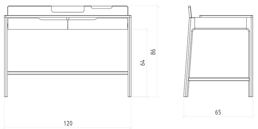 Pracovný stôl z dubového dreva 65x120 cm Twig – The Beds