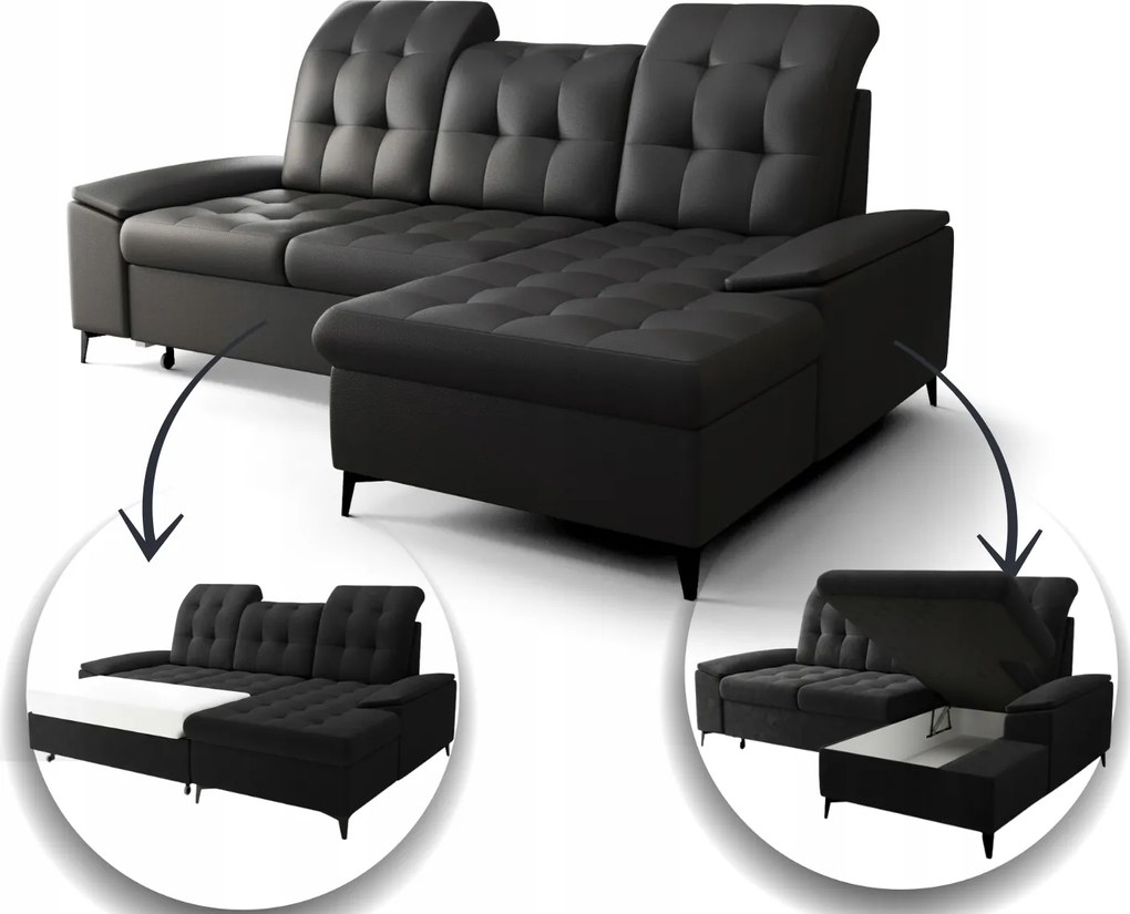 Rohová Rozkladacia Sedačka 257X172 CM S Úložným Priestorom, Opierka Hlavy, Skladová Ponuka, Sofia