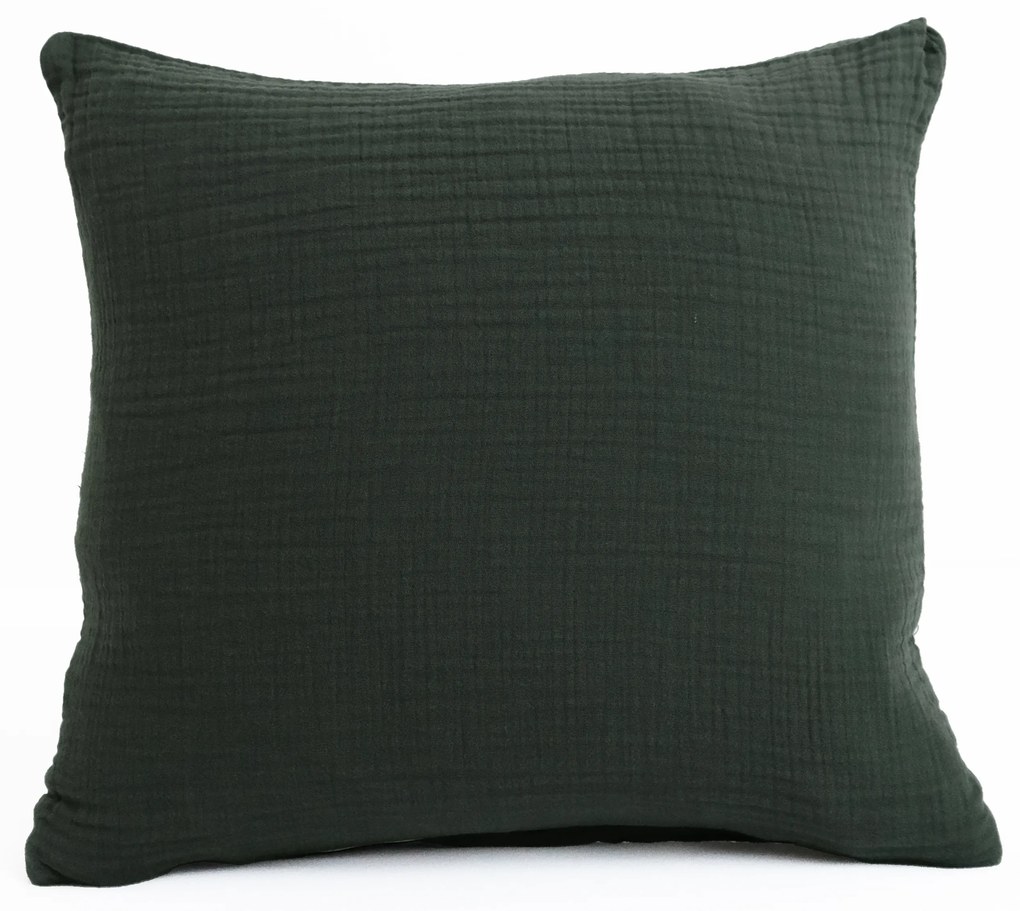 Mušelínová obliečka na vankúš 40 x 40 cm - Alexia tmavo zelená