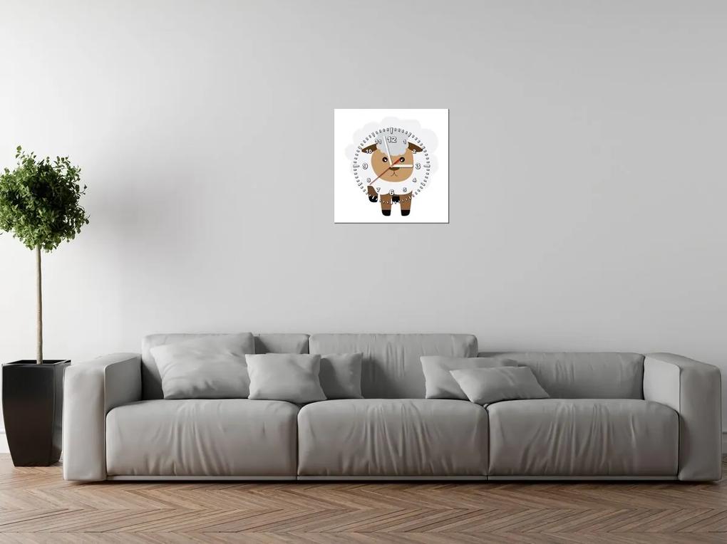 Gario Obraz s hodinami Biela ovečka Rozmery: 30 x 30 cm
