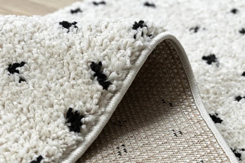Dywany Łuszczów, Koberec behúň Berber Syla B752 dots cream, 80x250, biela, kuchyňa