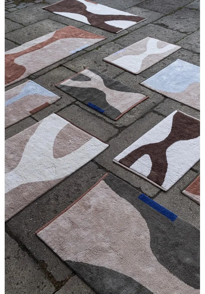 Bavlnený prateľný koberec v tehlovej a béžovej farbe 50x80 cm Figura – Mette Ditmer Denmark