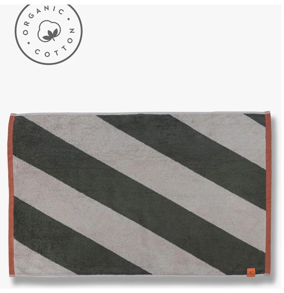 Kaki kúpeľňová predložka z bio bavlny 50x80 cm Diagonal – Mette Ditmer Denmark