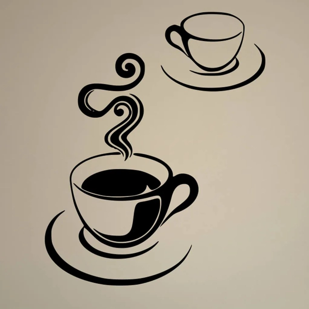 Veselá Stena Samolepka Šálka rannej kávy Farba: zelená, Veľkosť: 60 x 48 cm