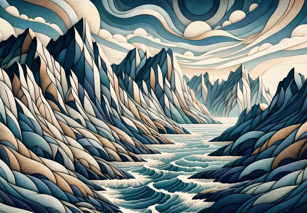 Fototapeta - Divoká rieka medzi horami (147x102 cm)