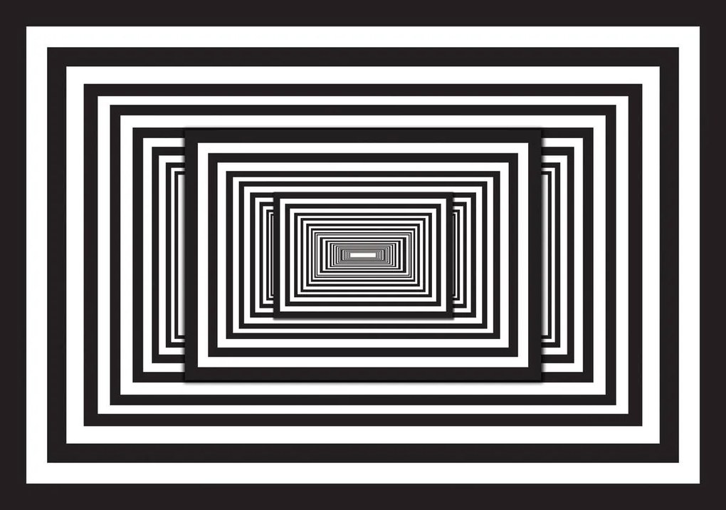 Fototapeta - Biely a čierny 3D tunel (152,5x104 cm)