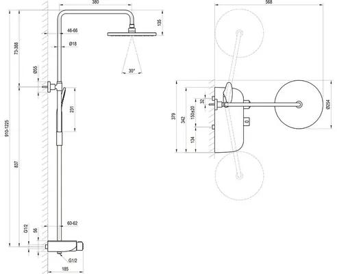 Sprchový systém s termostatickou batériou RAVAK Termo biela/chróm lesk X070161