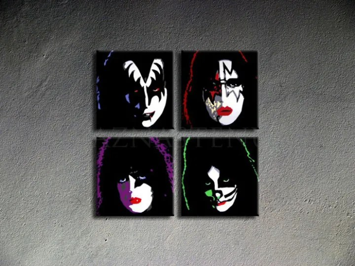 Ručne maľovaný POP Art obraz Kiss 100x100 cm