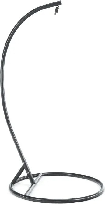 Čierne závesné kreslo KOKON so stojanom, svetlozelený vankúš so vzorom