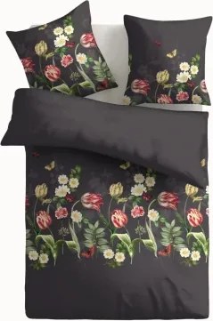 Obliečky Esther, čierne, motív záhrada%