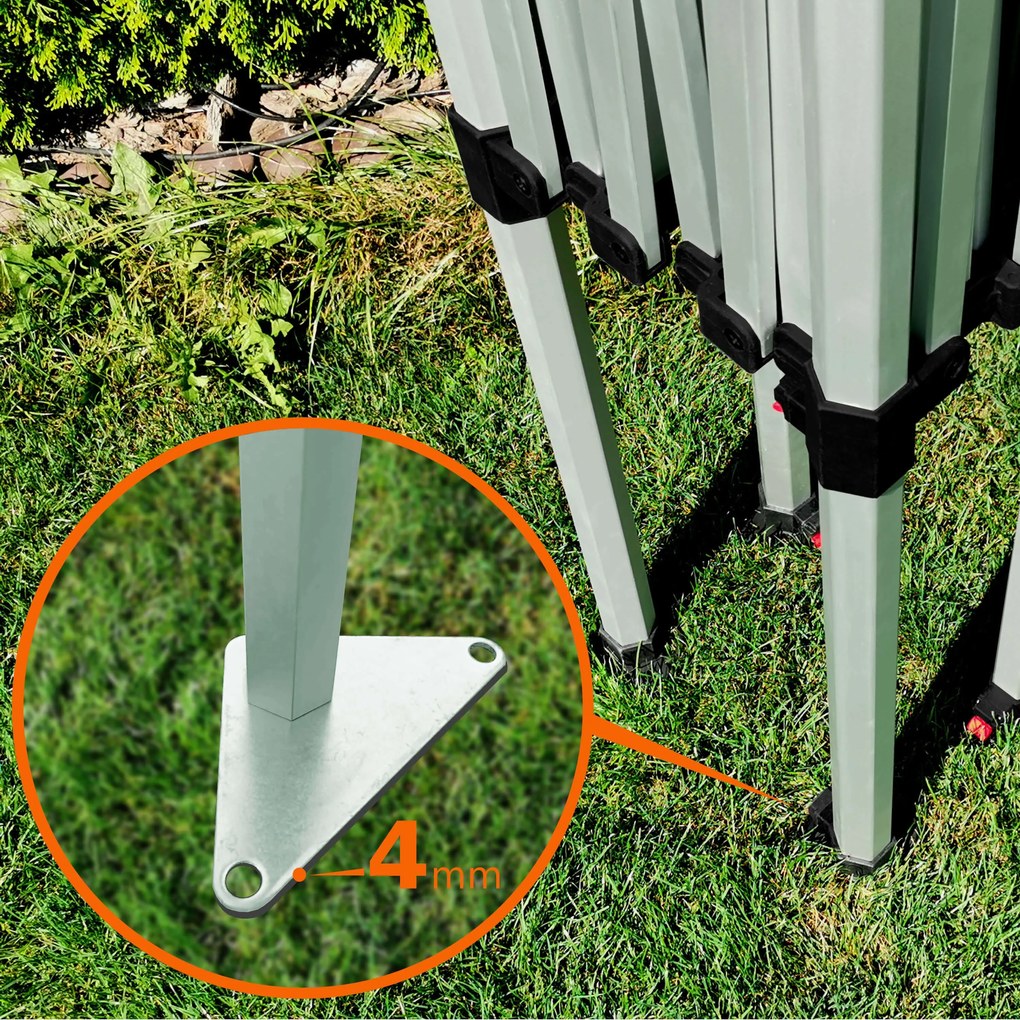 BRIMO Profi Záhradný Stan 2x3m ALU EXCLUSIVE (3 steny) - s 3 stenami - Biela 3