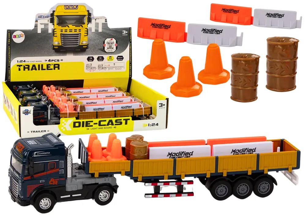 LEAN TOYS Kamión s prívesom 1:24 TIR, príslušenstvo, zvuky- modrá
