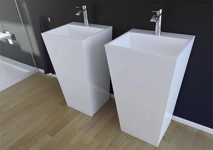 Besco Voľne stojace umývadlo z liateho mramoru Vera UM VS 50x42x85 cm, bez otvoru pre batériu