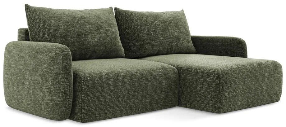 Zelená rozkladacia/s úložným priestorom rohová pohovka (pravý roh) Kalena – Makamii