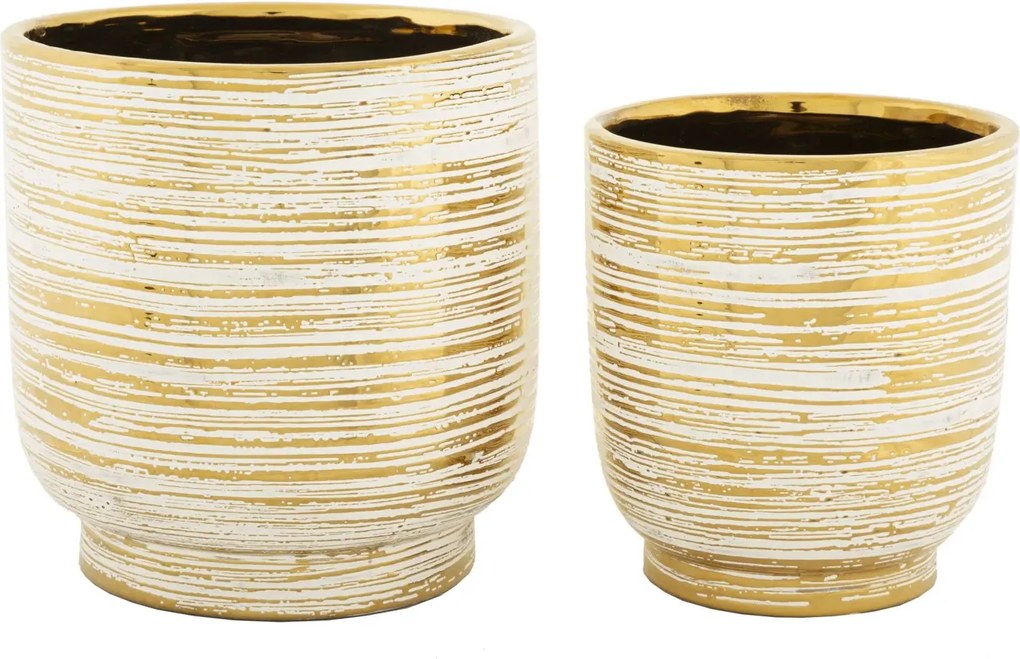 Sada 2 ks obalů na květináč Melody zlato-bílá