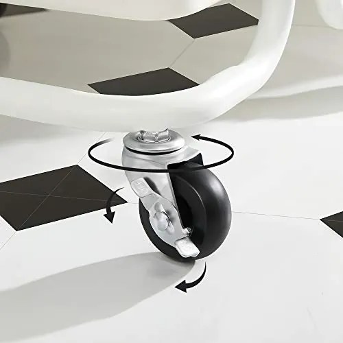 Mobilný vozík na kolieskach s 3 úložnými policami, s rukoväťou, biely