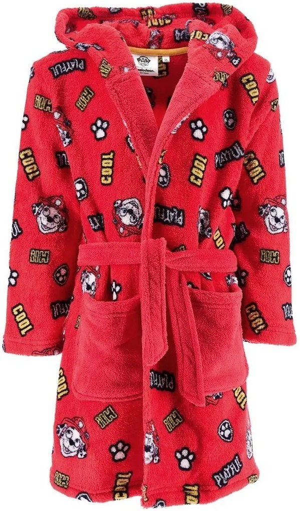 Detský / chlapčenský coral fleece župan s kapucňou Paw Patrol - Marshall, EU 98 Červená