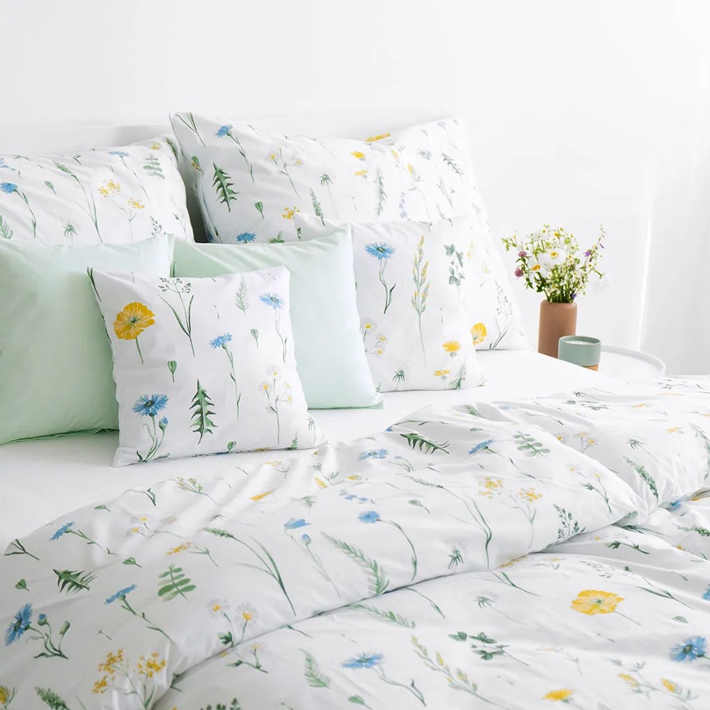 Goldea bavlnené posteľné obliečky - slovenská lúka 200 x 200 a 2ks 70 x 90 cm