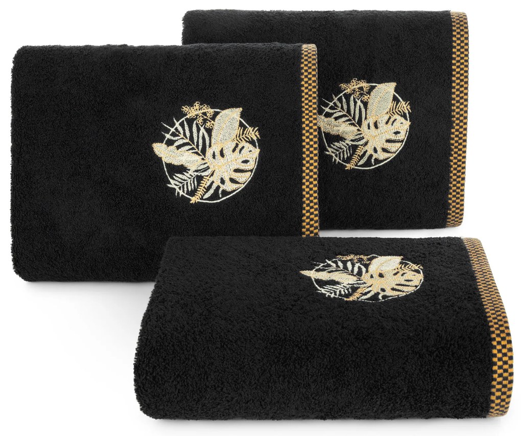 FROTÉ UTERÁK PALMS 70X140 CM ČIERNA