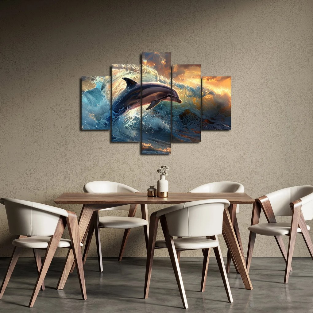 Obraz - Delfín, ilustrácie (150x105 cm)