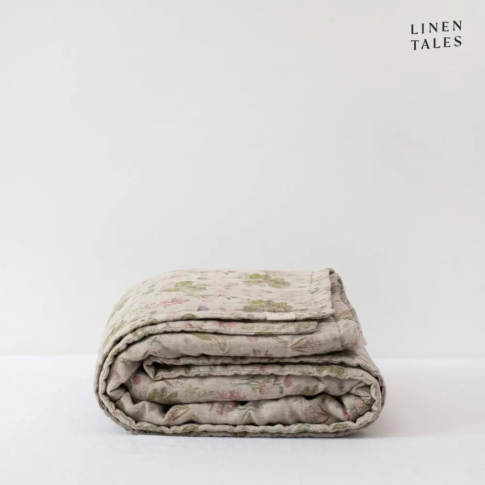 Ľanový prešívaný pléd v prírodnej farbe 200x220 cm Botany 2 &amp; Melange – Linen Tales