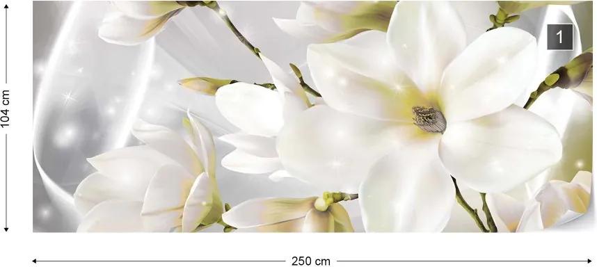 Fototapeta GLIX - Magnolia Flowers Silver + lepidlo ZADARMO Vliesová tapeta  - 250x104 cm