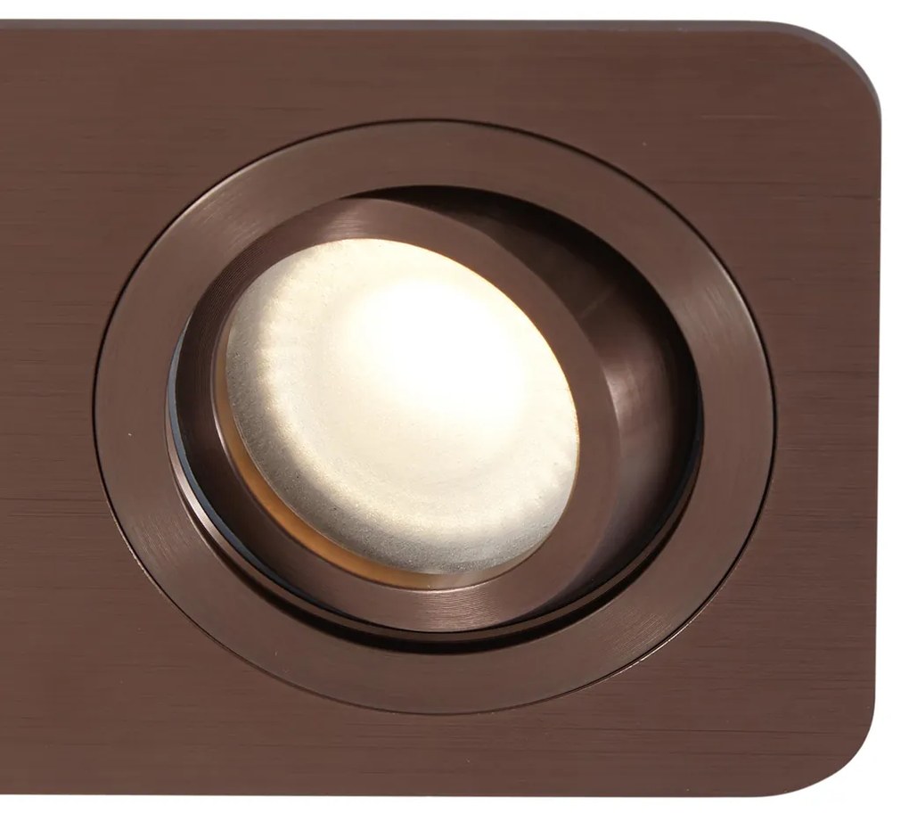 Sada 6 zaoblených zapustených bodových svetiel tmavý bronz GU10 50 mm otočné a naklápacie IP44 2-svetlá - Alberto