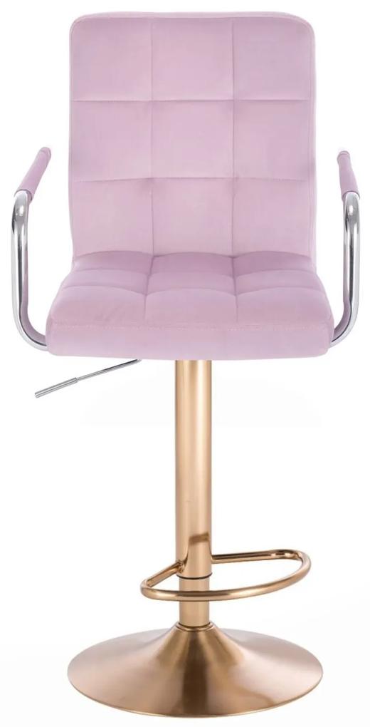 LuxuryForm Barová stolička VERONA VELUR na zlatom tanieri - levanduľa