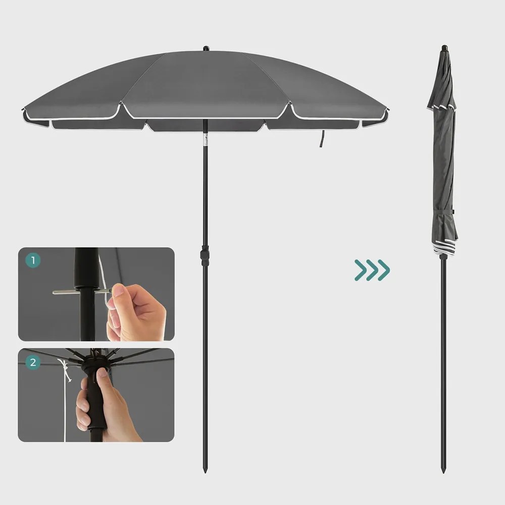 Slnečník SOLARA, Ø160cm, šedá SongmicsHome