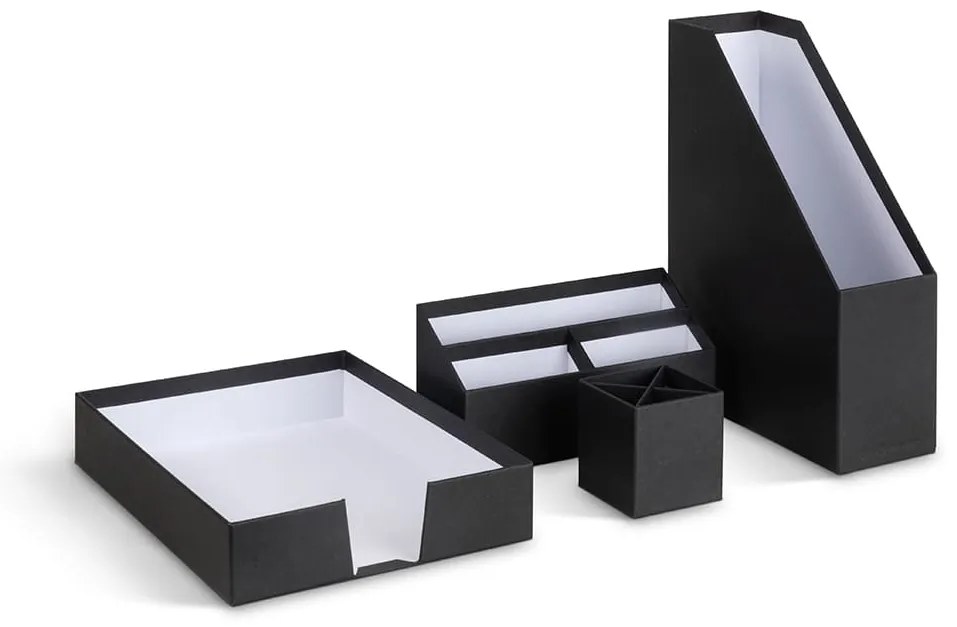 HUGO štvor-dielny čierny stolový organizér zo 100% recyklovateľného papiera