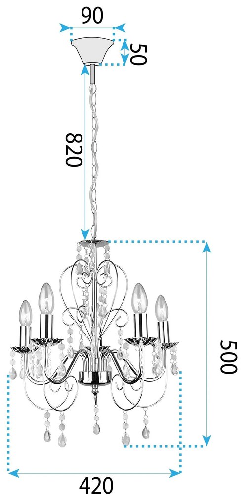 Toolight Toolight, stropné svietidlo 5xE14, EBT008-5CP, chróm, OSW-01243